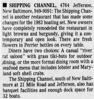 Shipping Channel (Brownies on the Bay) - June 16 1983 Article